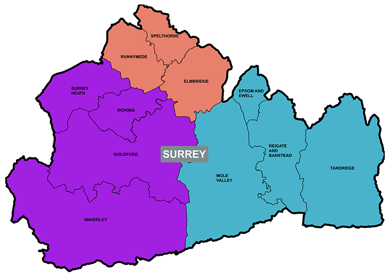 Preferred Unitary option for Surrey map Preferred Unitary option for Surrey map